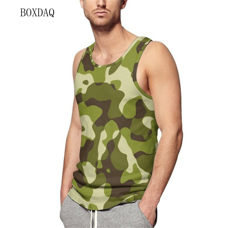 Tancuri Camo pentru bărbați, vară, fără mâneci, antrenament, fitness, ocazional, vestă 3D, imprimat cu camuflare, sport, sală, alergare, pentru bărbați, plus mărime 6XL