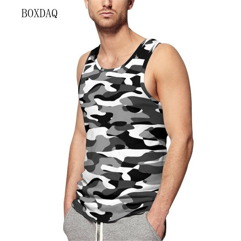 Tancuri Camo pentru bărbați, vară, fără mâneci, antrenament, fitness, ocazional, vestă 3D, imprimat cu camuflare, sport, sală, alergare, pentru bărbați, plus mărime 6XL