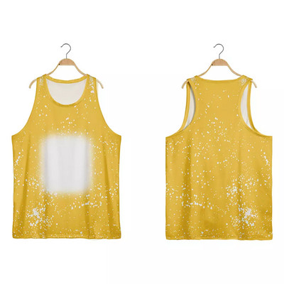 Sublimation Blank Tie Dye Γιλέκο Πολυεστέρας Καλοκαιρινό O-Neck Αμάνικο μπλουζάκι Quick Dry Ανδρικές φόρμες για προσαρμόσιμο λογότυπο