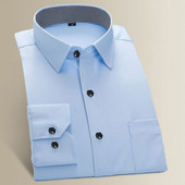 Cămașă supradimensionată 8XL 7XL 6XL Bărbați cu mânecă lungă din bumbac sarg Cămașă albă albastră uni antirid Cămăși casual formale de afaceri pentru bărbați