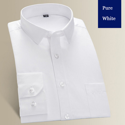 Cămașă supradimensionată 8XL 7XL 6XL Bărbați cu mânecă lungă din bumbac sarg Cămașă albă albastră uni antirid Cămăși casual formale de afaceri pentru bărbați