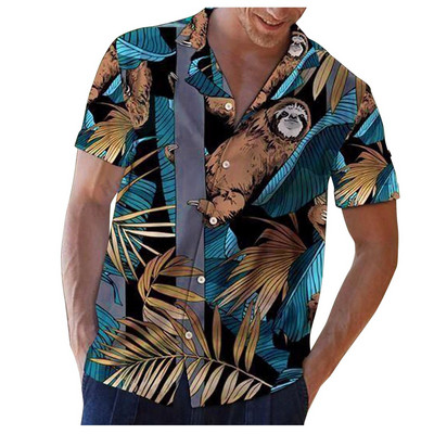 Χαβάης Καλοκαιρινό ανδρικό πουκάμισο πράσινο Anime κοντομάνικο μπλουζάκια Casual Fashion Oversized 5XL Beach Streetwear πουκάμισο Vintage Ρούχα