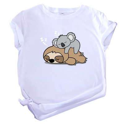 JFUNCY 2023 jauns apdrukāts sieviešu T krekls Vasaras kokvilnas T-krekls ar īsām piedurknēm sieviešu multfilmas T-krekls Sieviešu topi sieviešu krekls