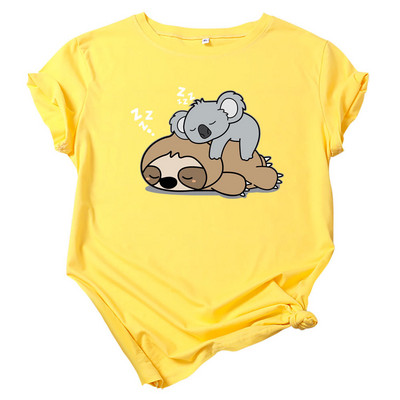 JFUNCY 2023 jauns apdrukāts sieviešu T krekls Vasaras kokvilnas T-krekls ar īsām piedurknēm sieviešu multfilmas T-krekls Sieviešu topi sieviešu krekls