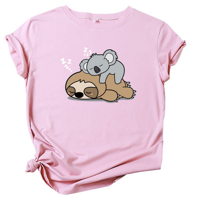 JFUNCY 2023 jauns apdrukāts sieviešu T krekls Vasaras kokvilnas T-krekls ar īsām piedurknēm sieviešu multfilmas T-krekls Sieviešu topi sieviešu krekls