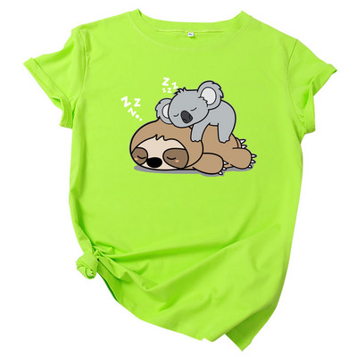 JFUNCY 2023 jauns apdrukāts sieviešu T krekls Vasaras kokvilnas T-krekls ar īsām piedurknēm sieviešu multfilmas T-krekls Sieviešu topi sieviešu krekls