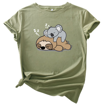 JFUNCY 2023 jauns apdrukāts sieviešu T krekls Vasaras kokvilnas T-krekls ar īsām piedurknēm sieviešu multfilmas T-krekls Sieviešu topi sieviešu krekls