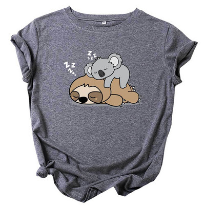 JFUNCY 2023 jauns apdrukāts sieviešu T krekls Vasaras kokvilnas T-krekls ar īsām piedurknēm sieviešu multfilmas T-krekls Sieviešu topi sieviešu krekls