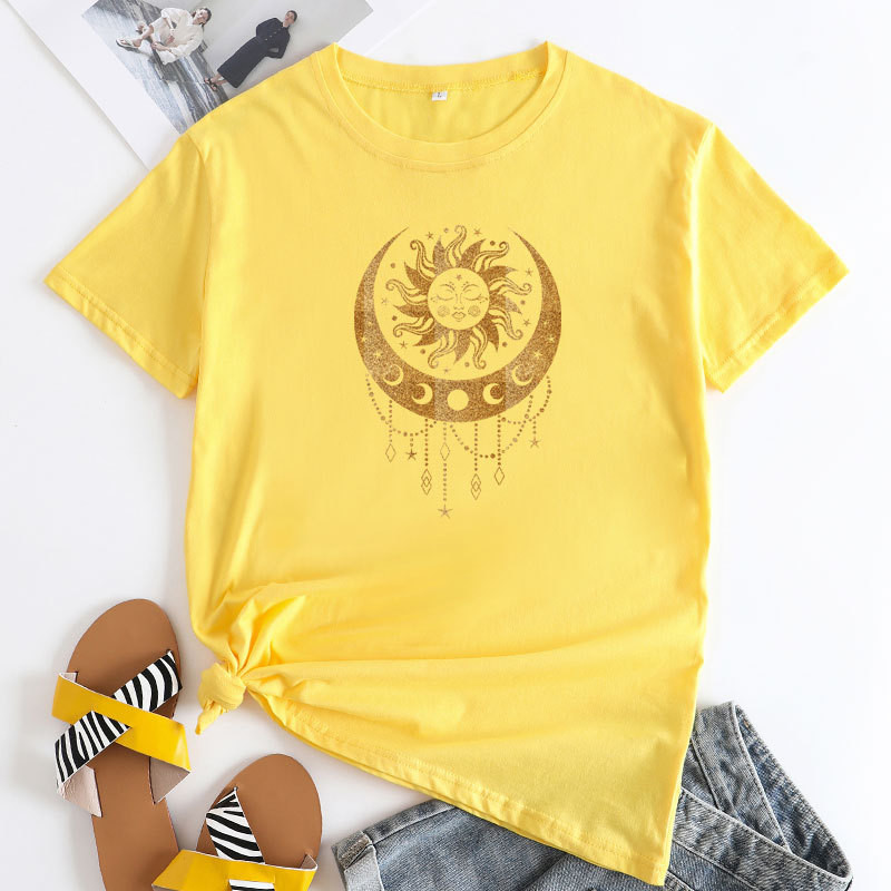 JFUNCY Tricou de vară pentru femei 2022, la modă, tricou cu mânecă scurtă, ocazional, tricou largi, pentru femei, topuri din bumbac, îmbrăcăminte pentru femei