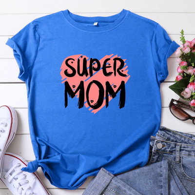 JFUNCY női nyári felsők 100% pamut Oversize rövid ujjú pólók Női alkalmi pólók Szuper anya betűs női pólók