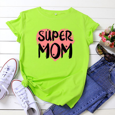 JFUNCY női nyári felsők 100% pamut Oversize rövid ujjú pólók Női alkalmi pólók Szuper anya betűs női pólók