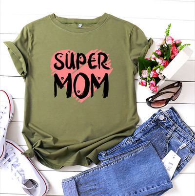 JFUNCY női nyári felsők 100% pamut Oversize rövid ujjú pólók Női alkalmi pólók Szuper anya betűs női pólók