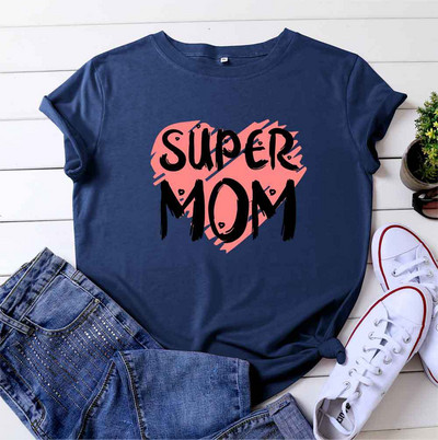 JFUNCY női nyári felsők 100% pamut Oversize rövid ujjú pólók Női alkalmi pólók Szuper anya betűs női pólók