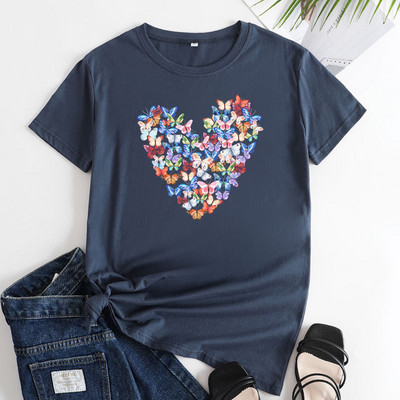 JFUNCY Tricouri supradimensionate 2022 Topuri pentru femei Tricou din bumbac Tricou de vară Tricou cu mânecă scurtă Tricouri grafice la modă pentru femei