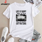 Tricouri supradimensionate din bumbac JFUNCY Tricou cu mânecă scurtă pentru femei Tricouri grafice pentru femei Tricou pentru femei Moda coreeană Topuri pentru femei