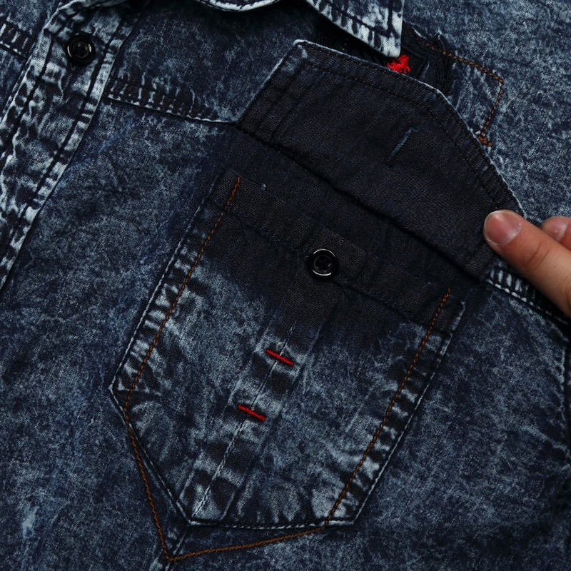 FREDD MARSHALL Cămașă nouă pentru bărbați Cămașă din denim cu mânecă scurtă Rochie ocazională pentru bărbați Cămăși din Jean de înaltă calitate Purtate pe stradă