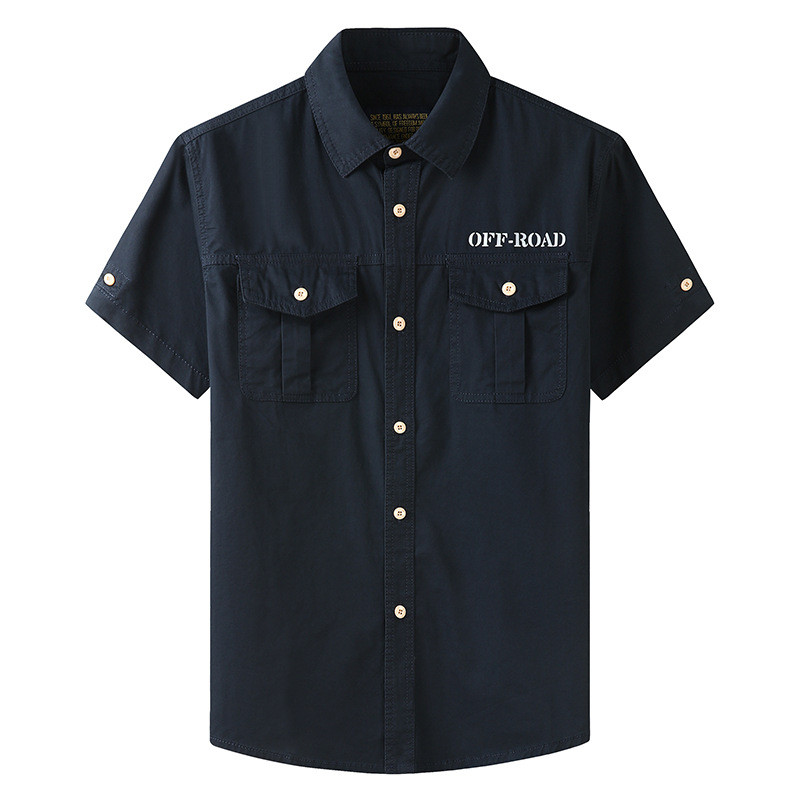 2023-as nyári divatos felsőkhöz Blúzok Férfi rövid ujjú, túlméretezett 5XL 100% pamut katonai ingek Zöld alkalmi ruhák