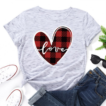 Γυναικείο μπλουζάκι JFUNCY 5XL Καρό Love Letter Graphic print Tees Κοντό μανίκι Γυναικείο καλοκαιρινό βαμβακερό γυναικείο μπλουζάκι