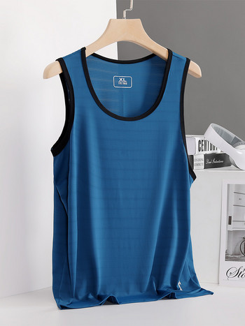 Μεγάλο μέγεθος Νέο Ice Silk Κλασικό Ανδρικό Αμάνικο Μπλουζάκι Μαύρο Μπλε Μπλουζάκι Ανδρικό T-shirt που στεγνώνει γρήγορα 8xl 7xl 6xl