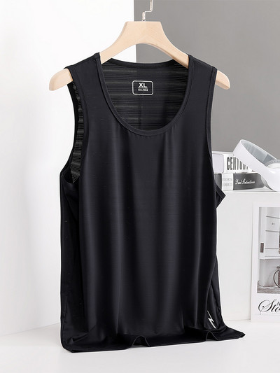 Μεγάλο μέγεθος Νέο Ice Silk Κλασικό Ανδρικό Αμάνικο Μπλουζάκι Μαύρο Μπλε Μπλουζάκι Ανδρικό T-shirt που στεγνώνει γρήγορα 8xl 7xl 6xl