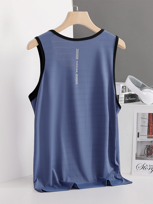 Μεγάλο μέγεθος Νέο Ice Silk Κλασικό Ανδρικό Αμάνικο Μπλουζάκι Μαύρο Μπλε Μπλουζάκι Ανδρικό T-shirt που στεγνώνει γρήγορα 8xl 7xl 6xl