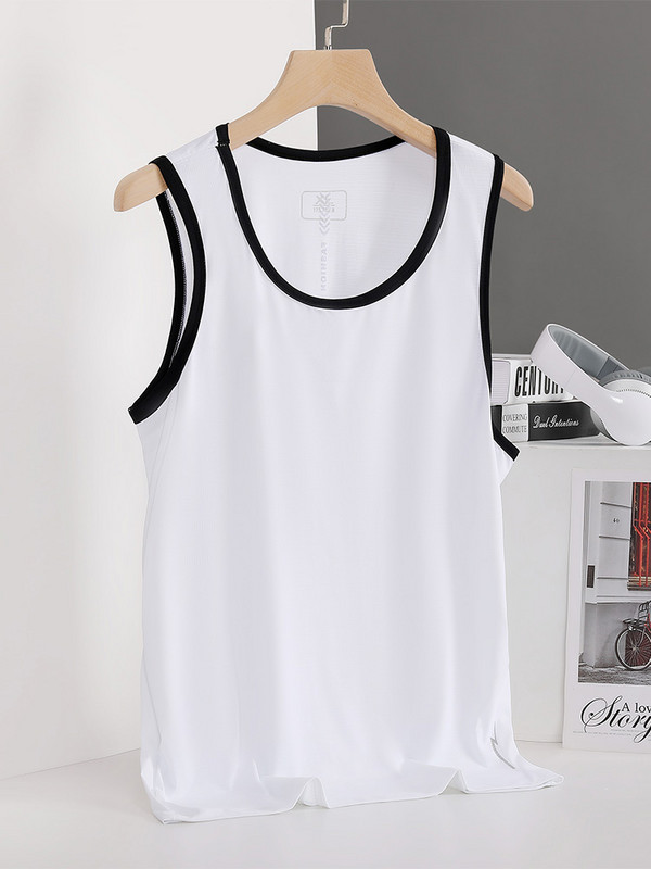 Μεγάλο μέγεθος Νέο Ice Silk Κλασικό Ανδρικό Αμάνικο Μπλουζάκι Μαύρο Μπλε Μπλουζάκι Ανδρικό T-shirt που στεγνώνει γρήγορα 8xl 7xl 6xl