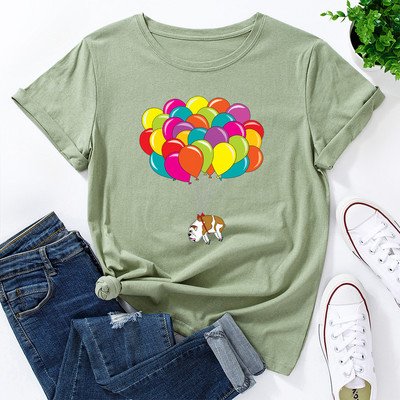 Γυναικείο μπλουζάκι JFUNCY 5XL Κοντό μανίκι καλοκαιρινό βαμβακερό μπλουζάκι με εμπριμέ γυναικείο μπλουζάκι Oversize Γυναικείο μπλουζάκι casual