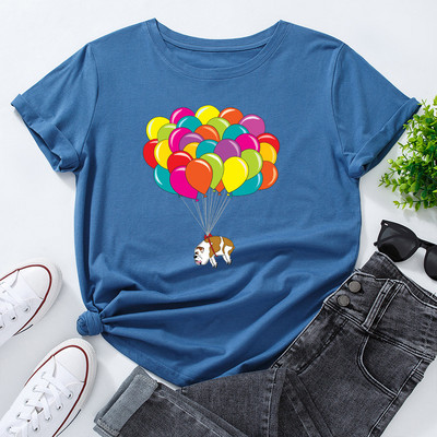 Γυναικείο μπλουζάκι JFUNCY 5XL Κοντό μανίκι καλοκαιρινό βαμβακερό μπλουζάκι με εμπριμέ γυναικείο μπλουζάκι Oversize Γυναικείο μπλουζάκι casual