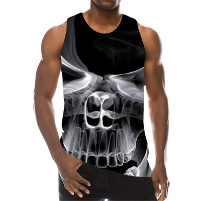 Muške majice s motivom lubanje, ljetne majice bez rukava, plameni kostur, 3D printani muški ulični prsluk, majice bez rukava u horor stilu, velika veličina 6XL