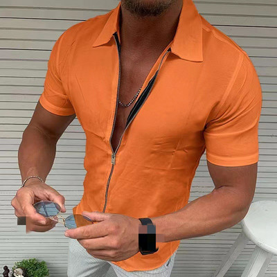 Μόδα Ζακέτα με φερμουάρ βρετανικού στυλ Ανδρική μπλούζα με κοντό μανίκι με λαιμόκοψη ανδρική μπλούζα 2023 Νέα καλοκαιρινά νεανικά μπλουζάκια casual