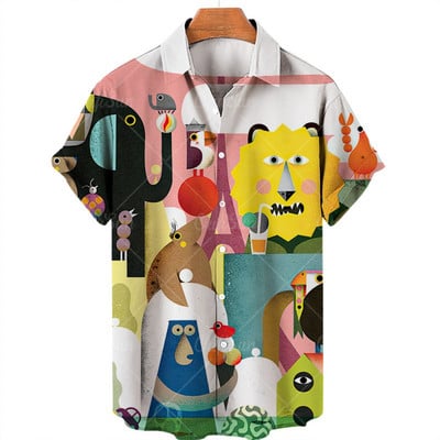 Letné kreslené 3D vintage havajské Dazn pánske nadrozmerné tričko oblečenie roztomilé blúzky móda 2023 krátky rukáv top Ader chyba župan