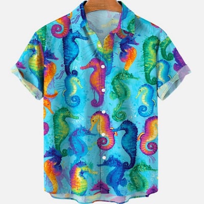 Letné kreslené 3D vintage havajské Dazn pánske nadrozmerné tričko oblečenie roztomilé blúzky móda 2023 krátky rukáv top Ader chyba župan