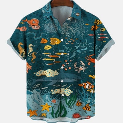 Letné kreslené 3D vintage havajské Dazn pánske nadrozmerné tričko oblečenie roztomilé blúzky móda 2023 krátky rukáv top Ader chyba župan