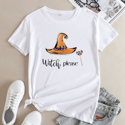 JFUNCY női póló Túlméretes női pólók Rövid ujjú női felsők 2022 divatos boszorkánykalap Grafikus pólók női póló