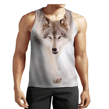 Animal Wolf Graphic Street Style Tanks για ανδρικά αμάνικα τρισδιάστατα τυπωμένα ανδρικά γιλέκα Harajuku Summer O-neck Casual Tanks Tops