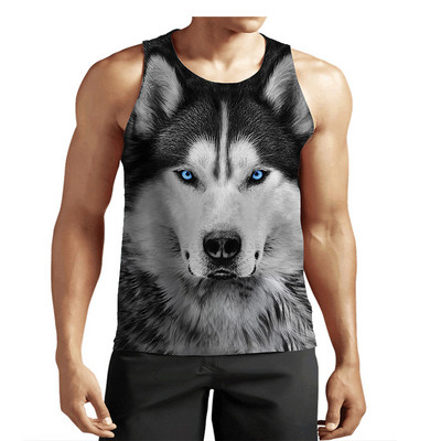 Animal Wolf Graafilised tänavastiilis tankid meeste varrukateta 3D-prindiga Harajuku mehevest suvine O-kaelusega vabaaja paagitopid