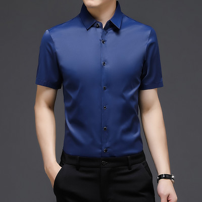 Cămașă cu mânecă scurtă de vară BROWON pentru bărbați, nouă, subțire, culoare solidă, îmbrăcăminte pentru bărbați, 2023, la modă, inteligentă, casual, cămăși cu guler răsturnat pentru bărbați