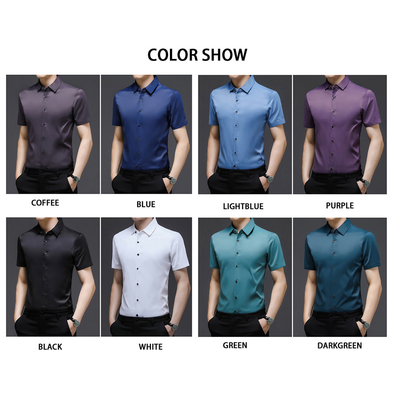 Cămașă cu mânecă scurtă de vară BROWON pentru bărbați, nouă, subțire, culoare solidă, îmbrăcăminte pentru bărbați, 2023, la modă, inteligentă, casual, cămăși cu guler răsturnat pentru bărbați