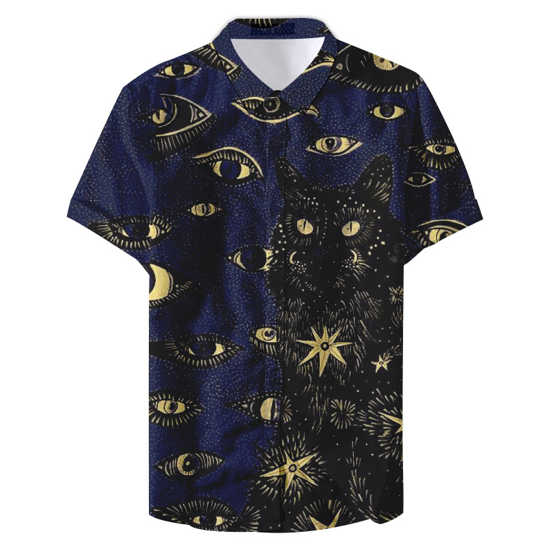 2022 m. mados tendencija 3D Cat Eye Havajų marškinėliai Vyriški moteriški trumpomis rankovėmis hip-hop laisvalaikio marškiniai kačių marškinėliai S-5XL