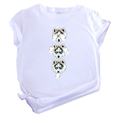 JFUNCY 100% bavlnené dámske tričká, nadrozmerné tričko s krátkym rukávom, letné voľné tričko, nové dámske topy s potlačou psíkov