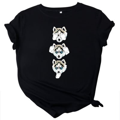 JFUNCY 100% bavlnené dámske tričká, nadrozmerné tričko s krátkym rukávom, letné voľné tričko, nové dámske topy s potlačou psíkov