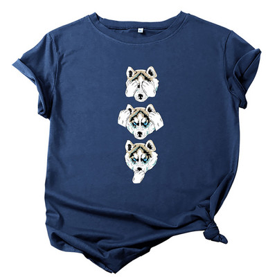 JFUNCY 100% bavlnené dámske tričká, nadrozmerné tričko s krátkym rukávom, letné voľné tričko, nové dámske topy s potlačou psíkov