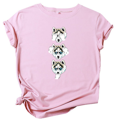 JFUNCY 100% bavlnené dámske tričká, nadrozmerné tričko s krátkym rukávom, letné voľné tričko, nové dámske topy s potlačou psíkov