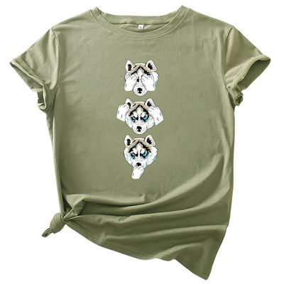 JFUNCY 100% bavlnené dámske tričká, nadrozmerné tričko s krátkym rukávom, letné voľné tričko, nové dámske topy s potlačou psíkov