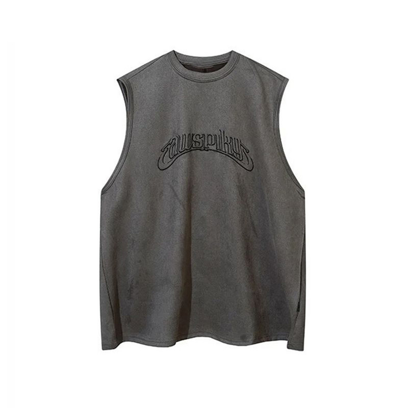 Vestă hiphop pentru bărbați de vară cu imprimeu încrucișat cu trandafiri americani Y2K ocazional loose street, casual, tatuaj casual, top fără mâneci, îmbrăcăminte pentru bărbați