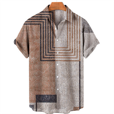 Mosaic Hawaiian meeste lühikeste varrukatega särk, avatud kraega ühe nööbiga särk, 3D prinditud lühikeste varrukatega, moodne vabaaja rannatop