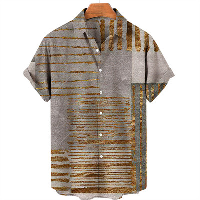 Mosaic Hawaiian meeste lühikeste varrukatega särk, avatud kraega ühe nööbiga särk, 3D prinditud lühikeste varrukatega, moodne vabaaja rannatop