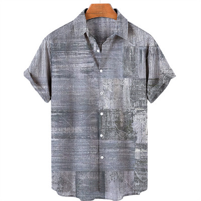 Mosaic Hawaiian meeste lühikeste varrukatega särk, avatud kraega ühe nööbiga särk, 3D prinditud lühikeste varrukatega, moodne vabaaja rannatop