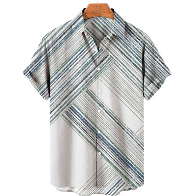 Mosaic Hawaiian meeste lühikeste varrukatega särk, avatud kraega ühe nööbiga särk, 3D prinditud lühikeste varrukatega, moodne vabaaja rannatop