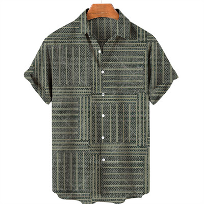 Mosaic Hawaiian meeste lühikeste varrukatega särk, avatud kraega ühe nööbiga särk, 3D prinditud lühikeste varrukatega, moodne vabaaja rannatop